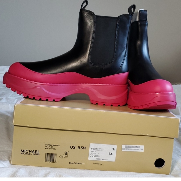 MICHAEL Michael Kors Dupree Leather Chelsea Boot Women's US Size 9.5 Black/Pink - Picture 7 of 13